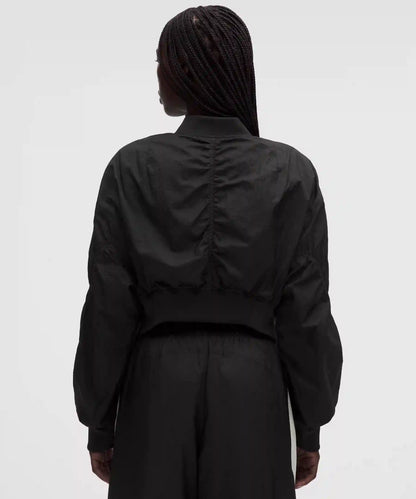 Curved-Hem Cropped Bomber