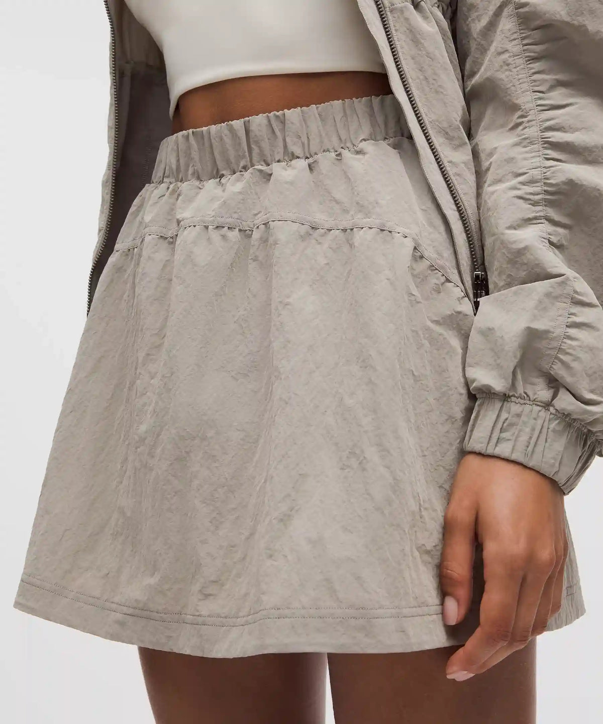 Crinkle Nylon High-Rise Mini Skirt