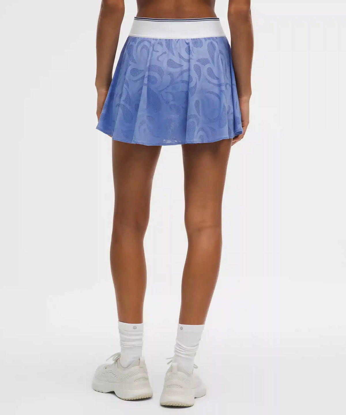 Paisley-Mesh High-Rise Tennis Skirt