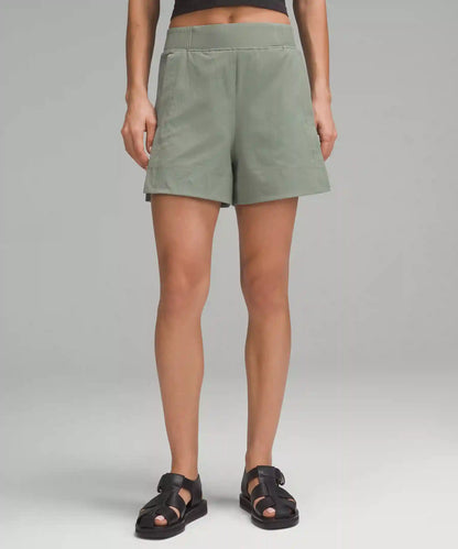 Stretch Woven Relaxed-Fit High-Rise Short 4"
