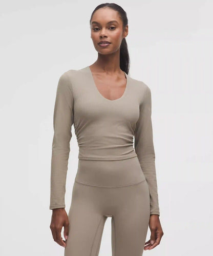 All It Takes Ribbed Nulu V-Neck Long-Sleeve Shirt *B-D Cups