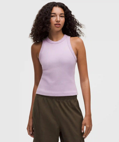 Ribbed Heavyweight Cotton-Blend Racerback Tank Top