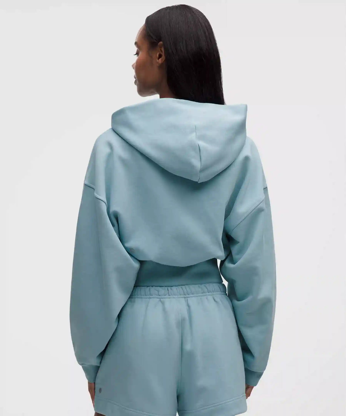 French Terry Cropped Full-Zip Hoodie