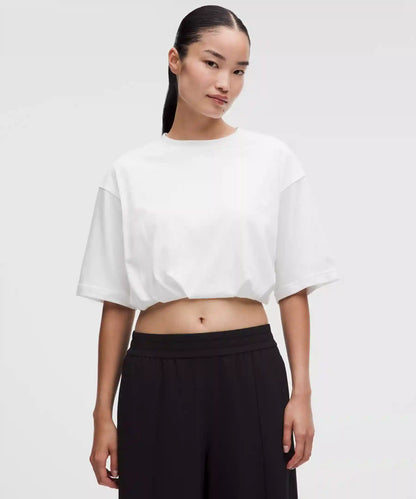 Cotton Jersey Bubble-Hem T-Shirt