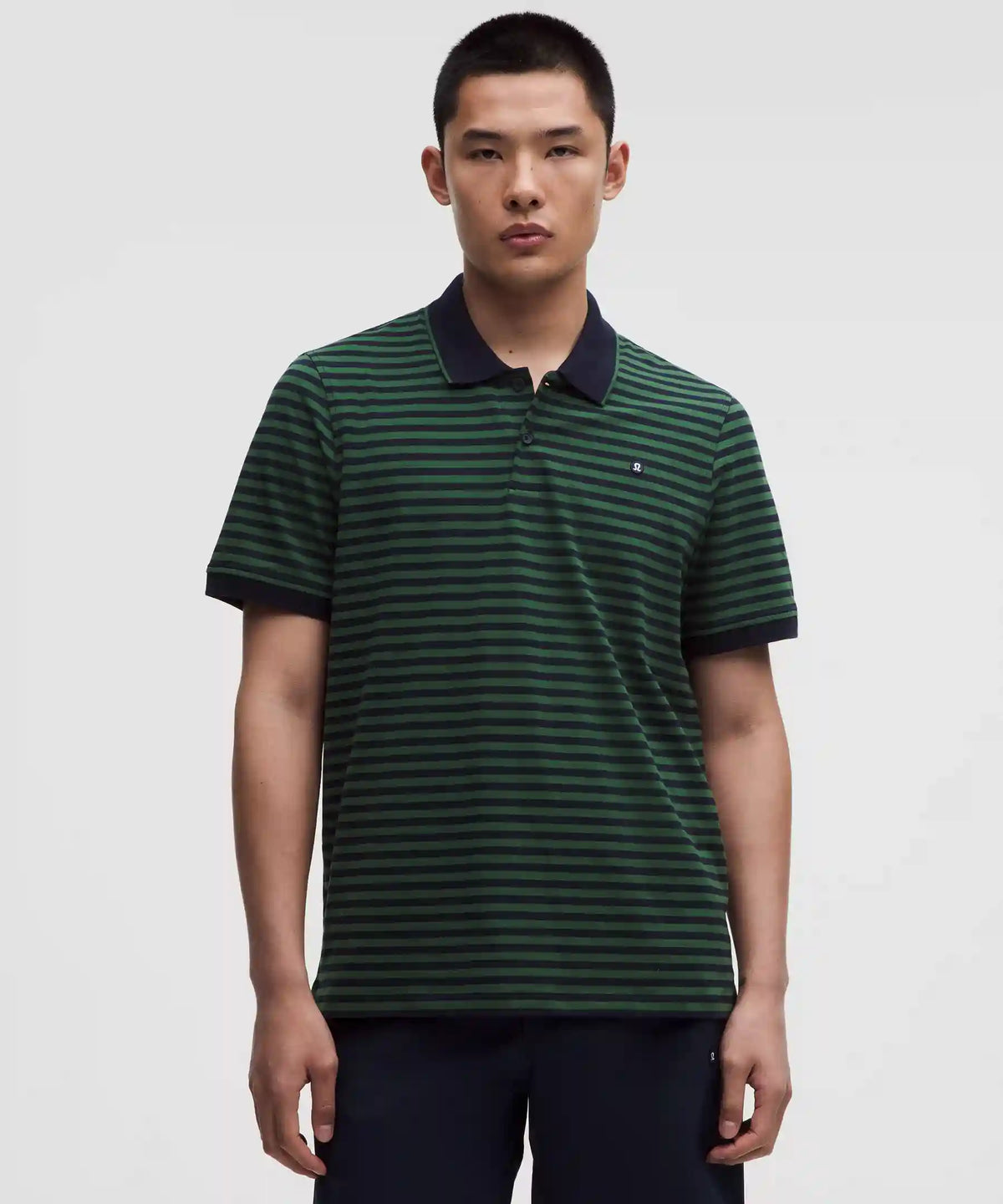 Striped Short-Sleeve Golf Polo