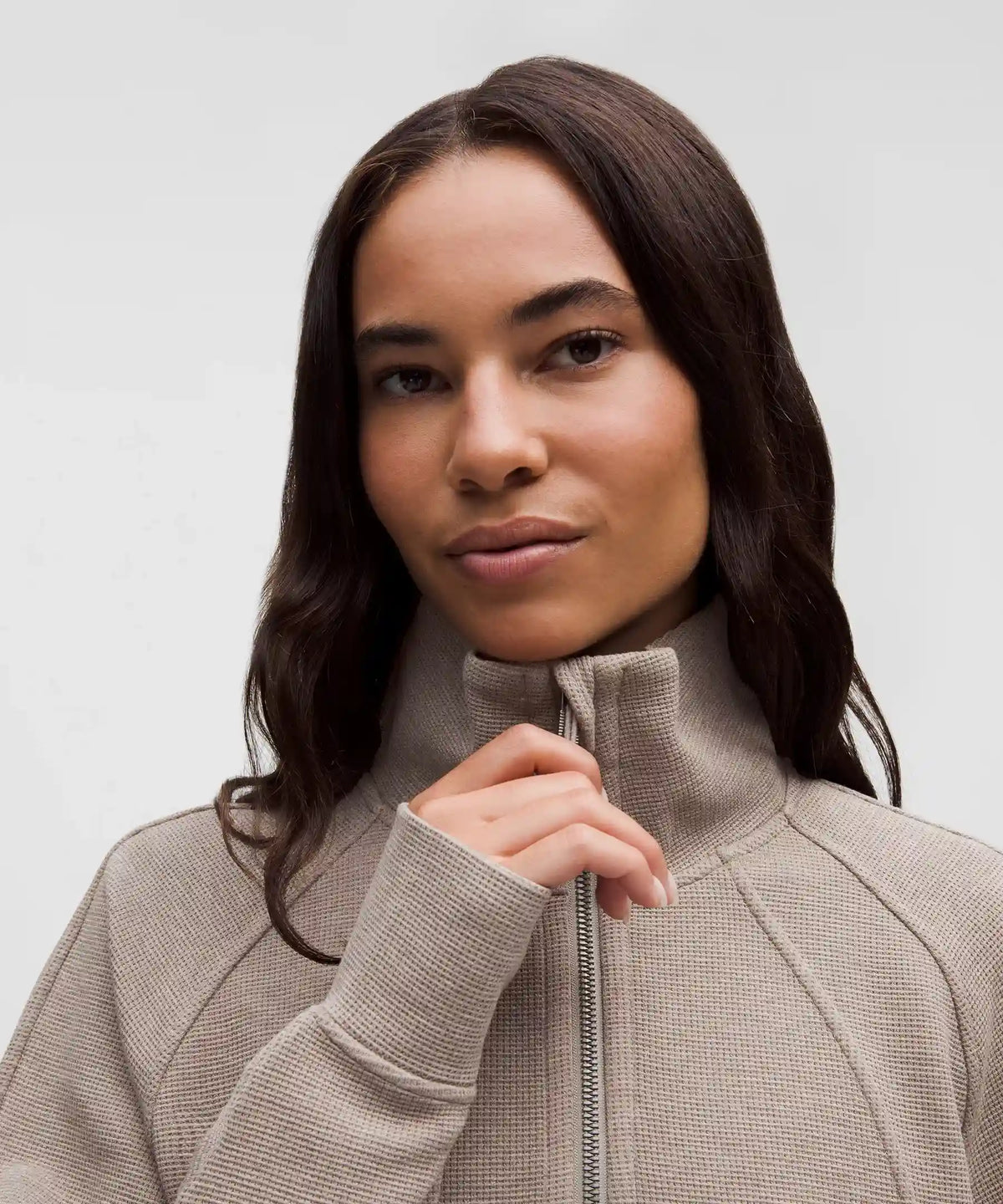 Scuba Cropped Funnel-Neck Half Zip *Waffle