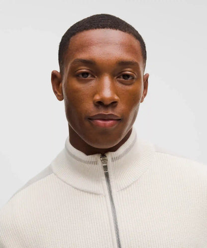 Cotton-Blend Knit Full-Zip Sweater