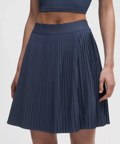 Pleated High-Rise Knee-Length Tennis Skirt