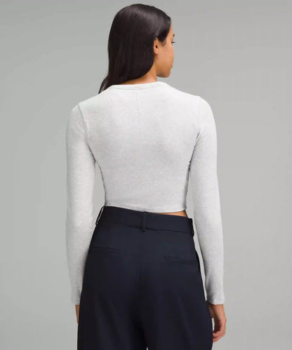 Hold Tight Straight-Hem Cropped Long-Sleeve Shirt