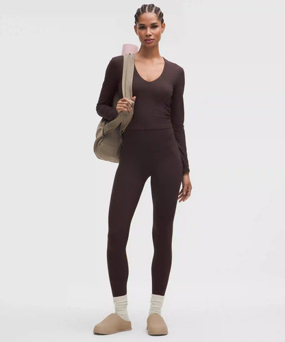 All It Takes Ribbed Nulu V-Neck Long-Sleeve Shirt *B-D Cups