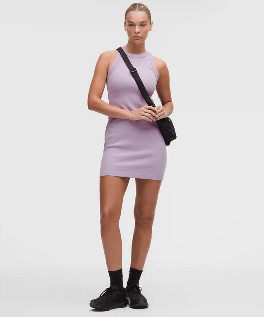 Ribbed Heavyweight Cotton-Blend Mini Dress
