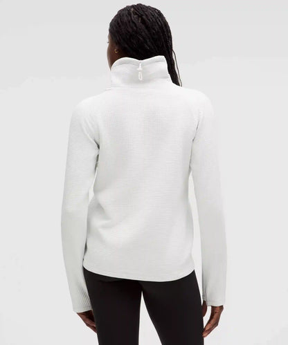 Waffle-Knit Funnel-Neck Long-Sleeve Shirt