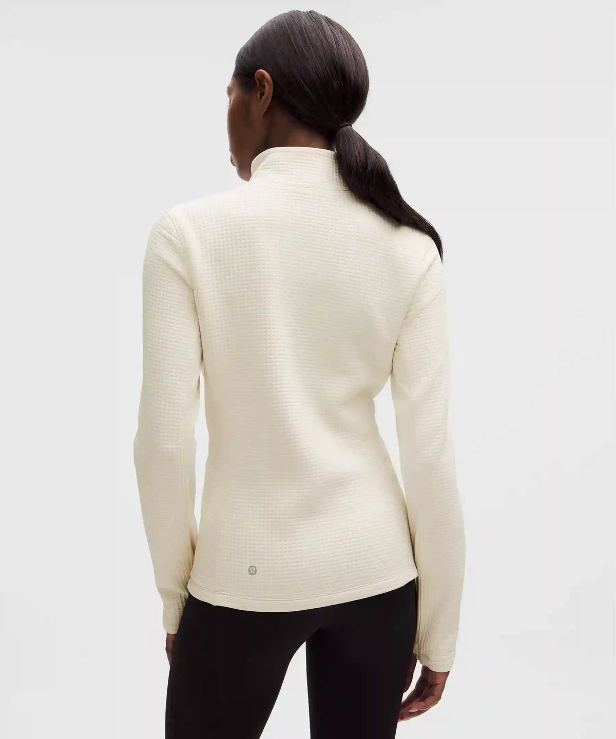 Waffle-Knit Half-Zip Long-Sleeve Shirt