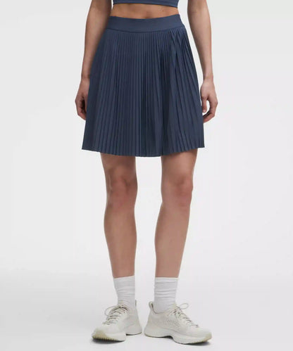 Pleated High-Rise Knee-Length Tennis Skirt