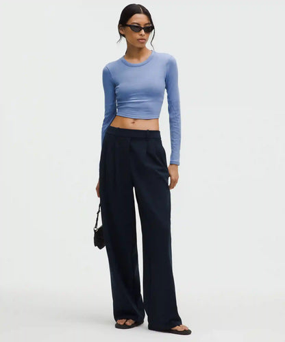 Hold Tight Straight-Hem Cropped Long-Sleeve Shirt