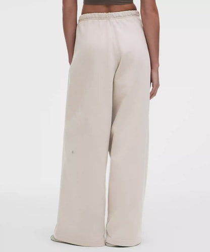 French Terry Mid-Rise Wide-Leg Pant