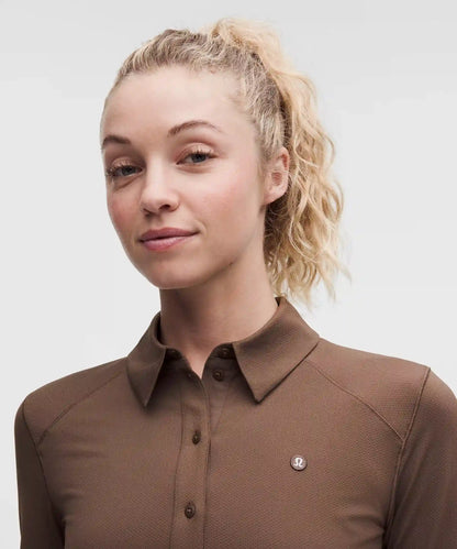 Quick-Dry Long-Sleeve Polo Shirt *Straight Hem