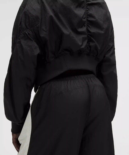 Curved-Hem Cropped Bomber