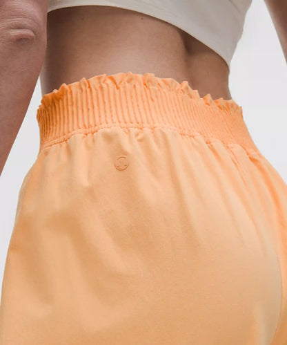 Stretch Woven Ruffle-Waist Wide-Leg Cropped Pant