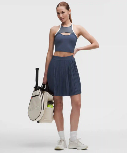 Pleated High-Rise Knee-Length Tennis Skirt