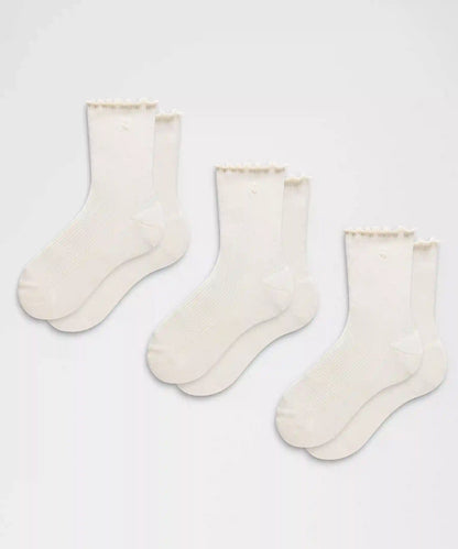 Unisex Lettuce Edge Quarter Socks *3 Pack