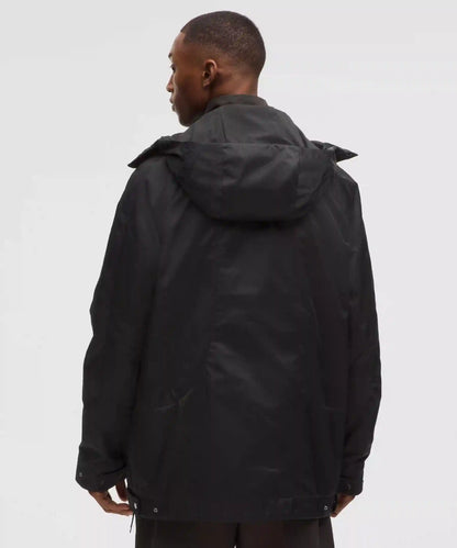 Taffeta Removable-Hood Collared Jacket *SLNSH Collection