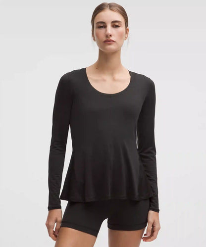 Lightweight Flowy Hem Long-Sleeve Shirt
