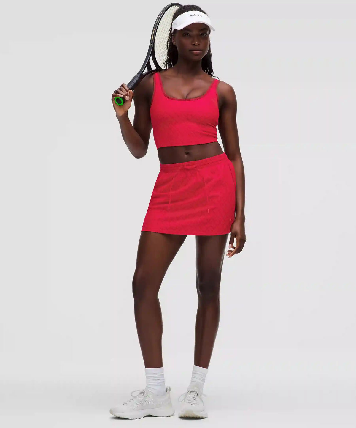 Textured Mesh High-Rise Tennis Skirt
