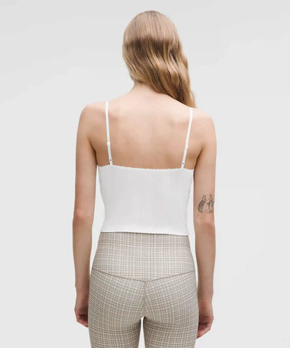 Cotton Pointelle Cropped Cami Tank Top