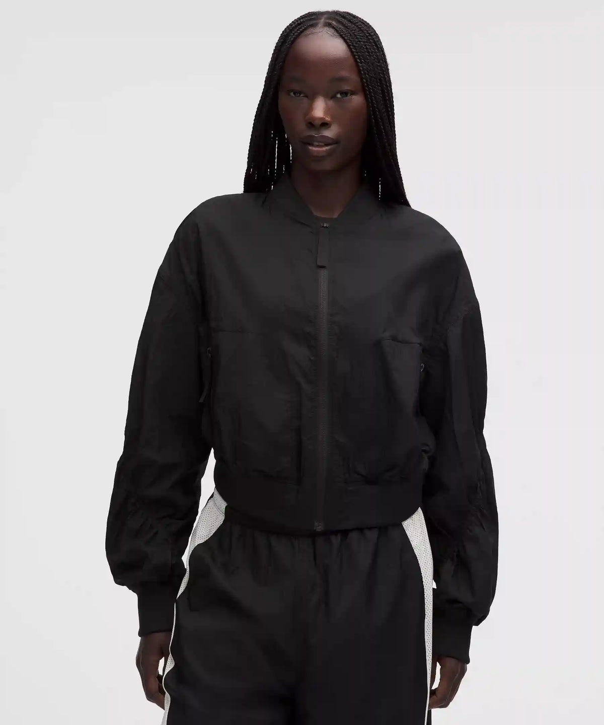 Curved-Hem Cropped Bomber