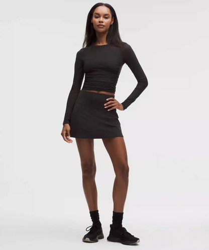 Mesh Ruched Long-Sleeve Shirt
