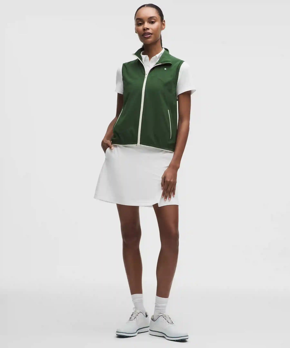 Stretch Twill Front Pleat Golf Skirt *Embroidered Logo