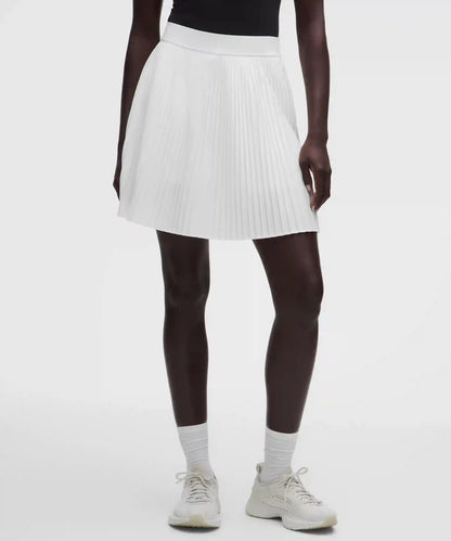 Pleated High-Rise Knee-Length Tennis Skirt