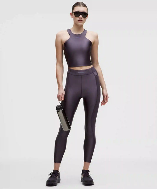 Satin Shine Panelled High-Rise Tight 25" *Wordmark