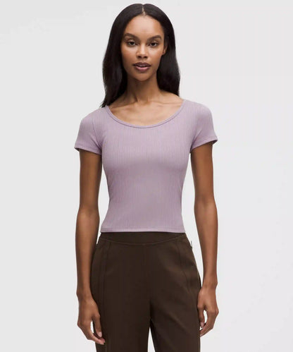 Hold Tight Micro-Rib Cross-Back T-Shirt