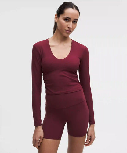 All It Takes Ribbed Nulu V-Neck Long-Sleeve Shirt *B-D Cups