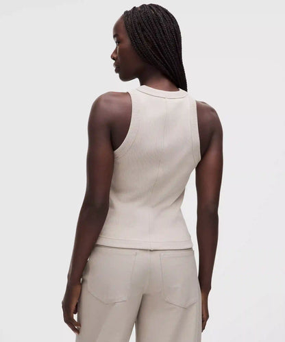 Ribbed Heavyweight Cotton-Blend Racerback Tank Top