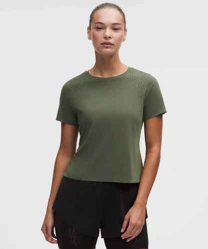 Sleek Perforated Running Short-Sleeve Shirt