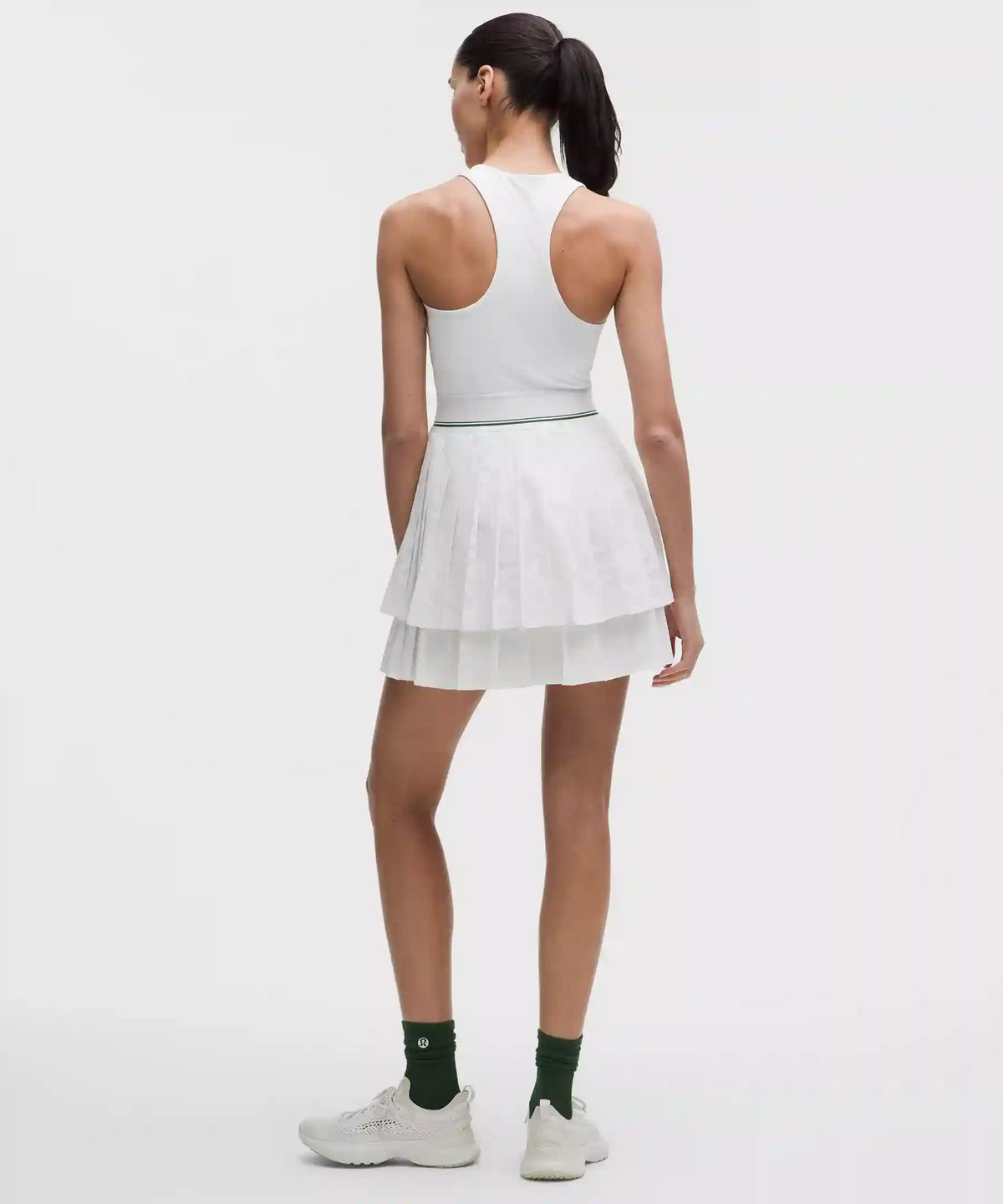 Paisley-Mesh Pleated Tennis Dress