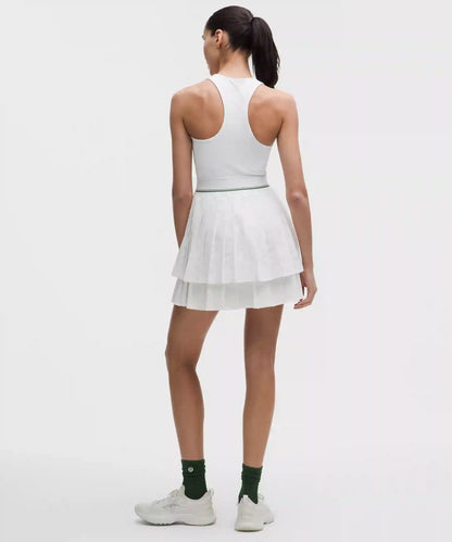 Paisley-Mesh Pleated Tennis Dress