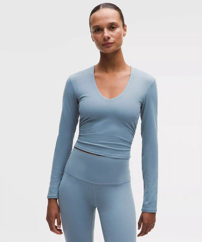 All It Takes Ribbed Nulu V-Neck Long-Sleeve Shirt *B-D Cups