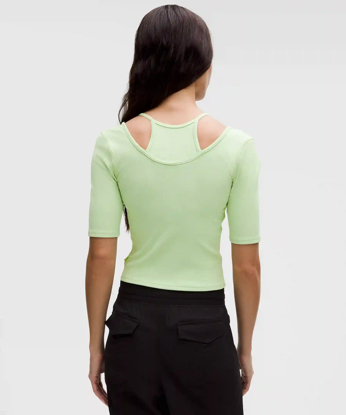 Layered-Look Ribbed Short-Sleeve Shirt