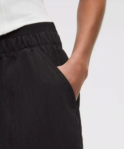 Crinkle Nylon Mid-Rise Barrel-Leg Pant *Short