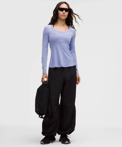 Lightweight Flowy Hem Long-Sleeve Shirt