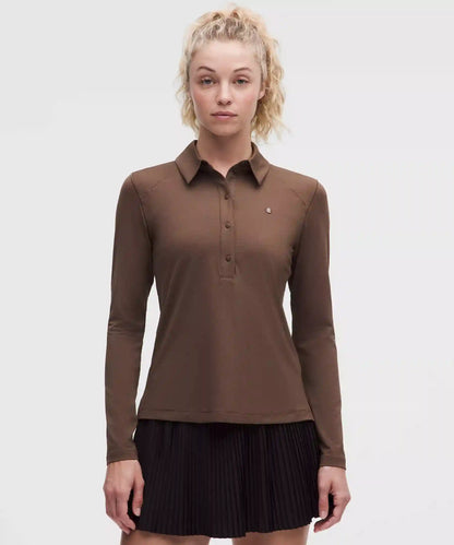 Quick-Dry Long-Sleeve Polo Shirt *Straight Hem