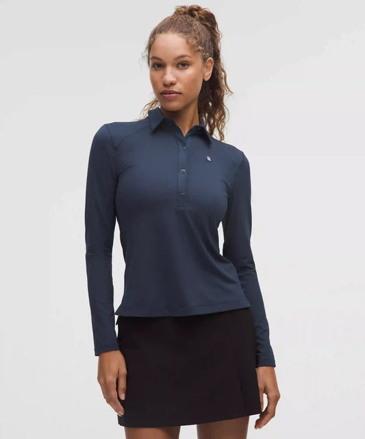 Quick-Dry Long-Sleeve Polo Shirt *Straight Hem