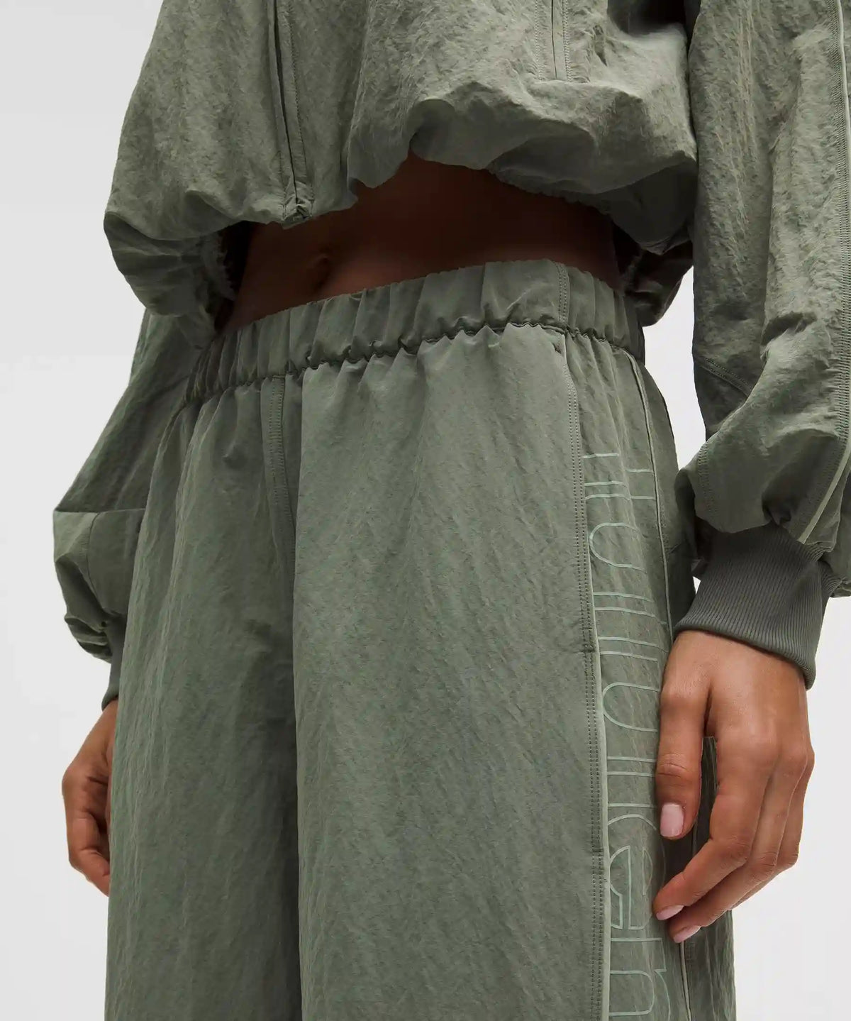 Crinkle Nylon Mid-Rise Track Pant *Wordmark