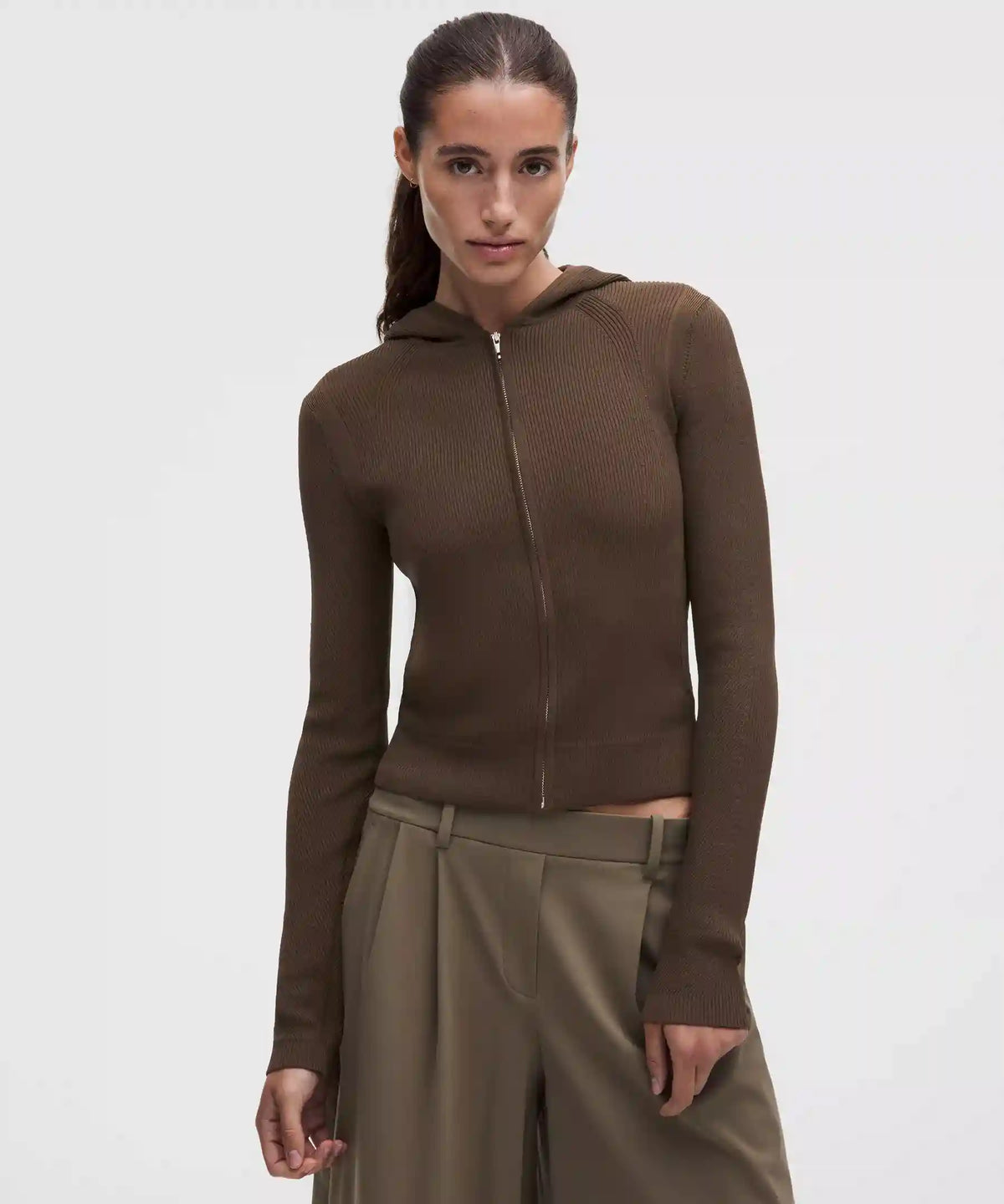 Structured Knit Zip-Up Hoodie