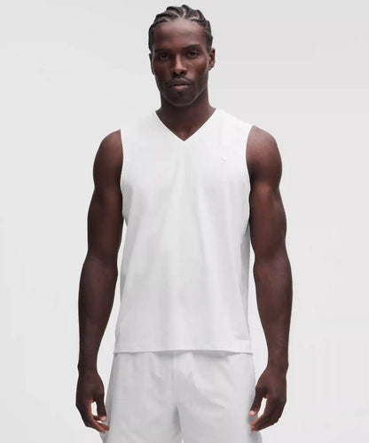 Pique Mesh-Panel Sleeveless Tennis Shirt